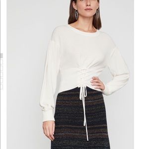 Express Corset Waist Lace-Up Tie Bishops Dolman Sleeves